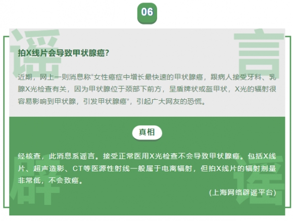 十月朋友圈十大谣言新鲜出炉 拍X线片会致甲状腺癌？